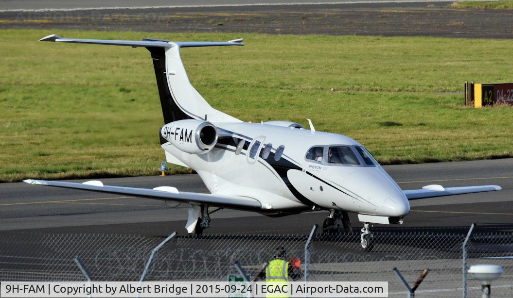 9H-FAM, 2009 Embraer EMB-500 Phenom 100 C/N 50000100, 9H-FAM arriving at Belfast City.