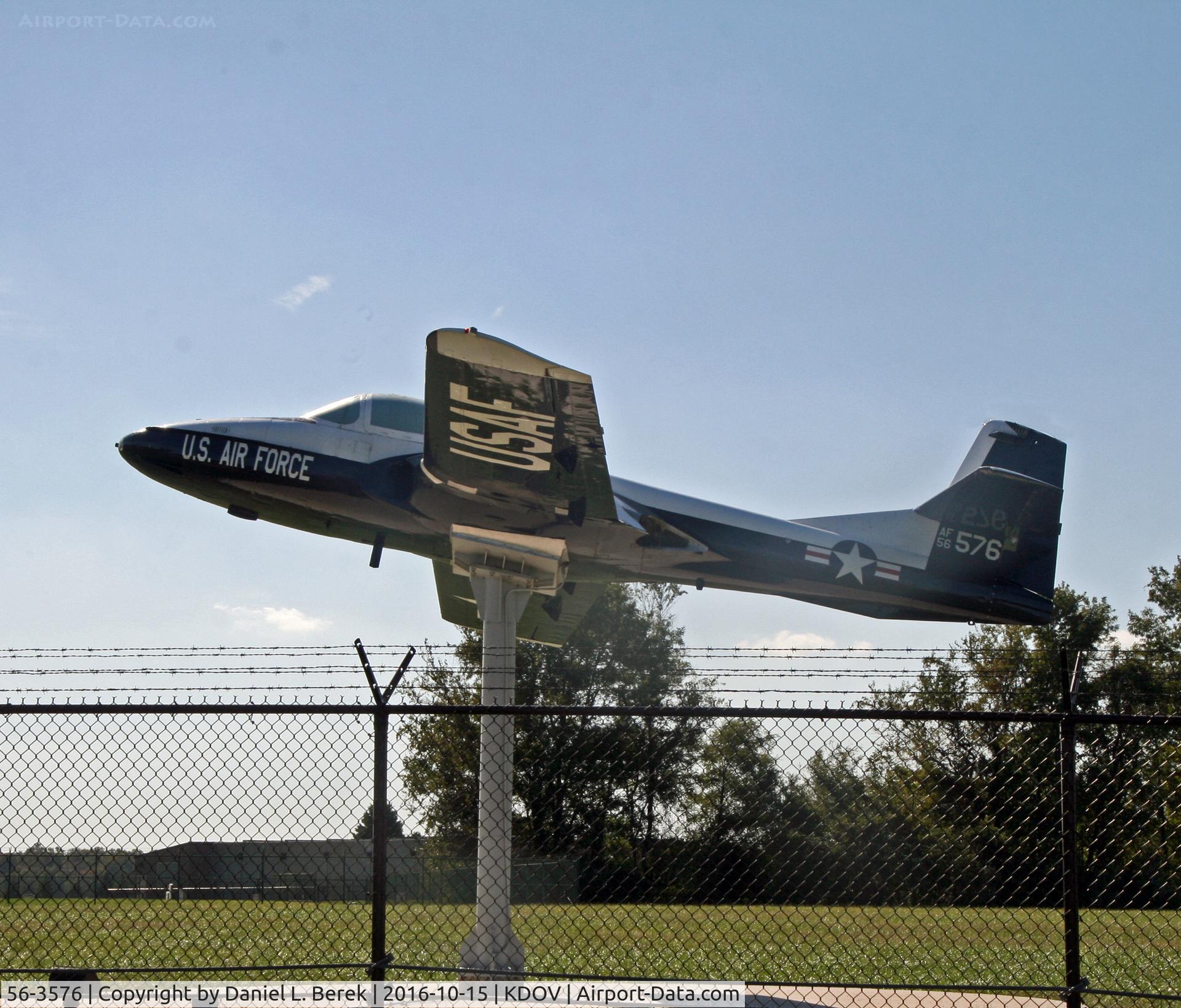56-3576, 1956 Cessna T-37B Tweety Bird C/N 40148, This T-37 Tweet, formerly on display at Travis AFB, now guards  the gate at the Air Mobility Command Museum.