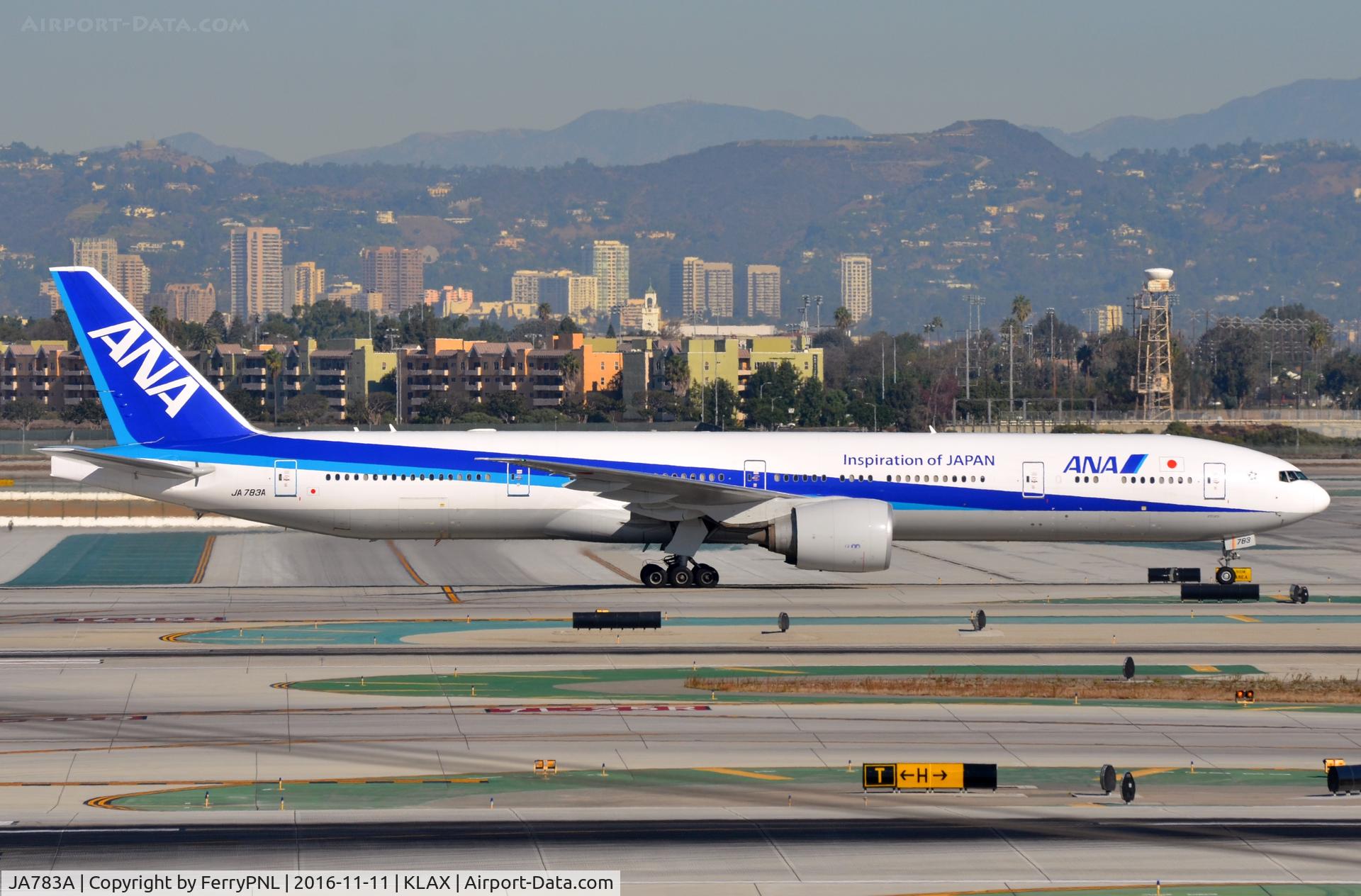 JA783A, 2008 Boeing 777-381/ER C/N 27940, ANA B773 taxying to its gate.