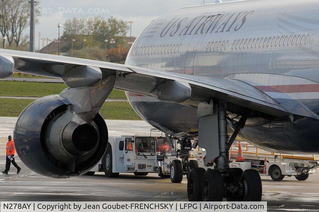 N278AY, 2001 Airbus A330-323 C/N 0388, US Airways departure at CDG T1
