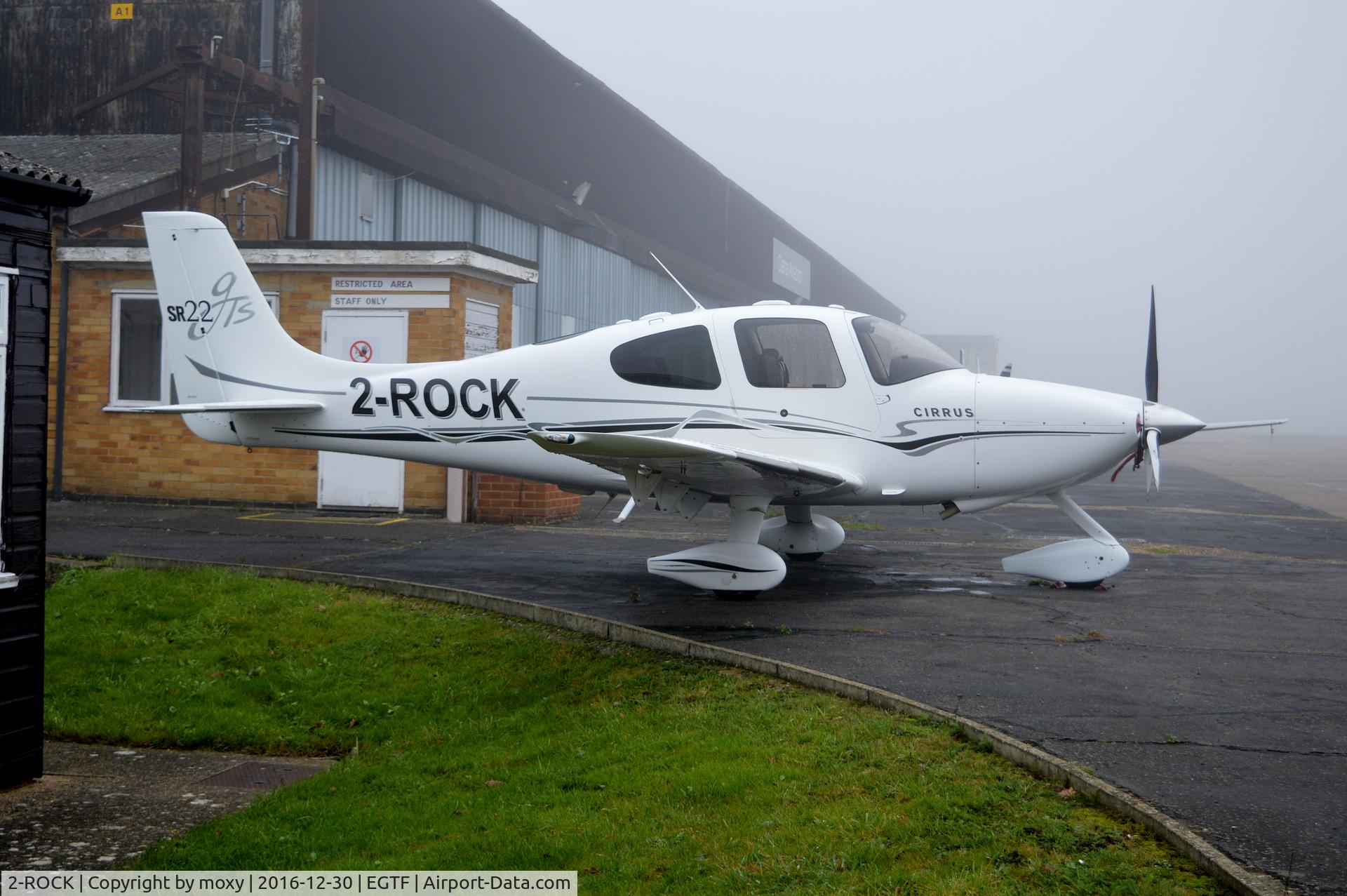 2-ROCK, 2005 Cirrus SR22 GTS C/N 1313, Guernsey registered Cirrus SR22 GTS at a foggy Fairoaks. Ex N123DV.