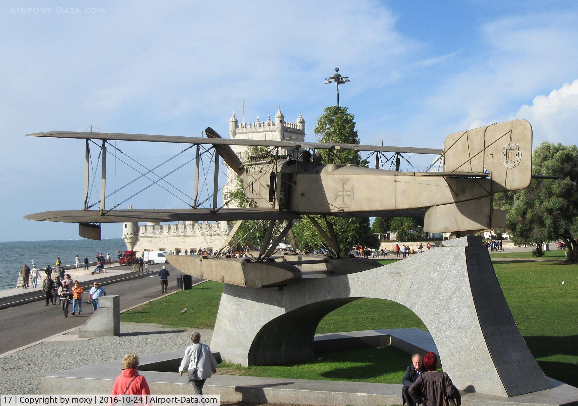 17, Fairey IIID Seaplane Replica C/N F.402, Fairey 111-D steel replica at Belem, Lisbon, Portugal, commemorating the first air crossing of the South Atlantic in 1922.