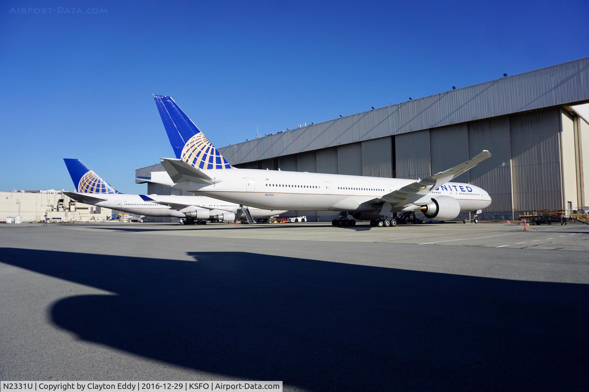 N2331U, 2016 Boeing 777-322/ER C/N 62642, On the ramp at SFO, United's first 777-300er
