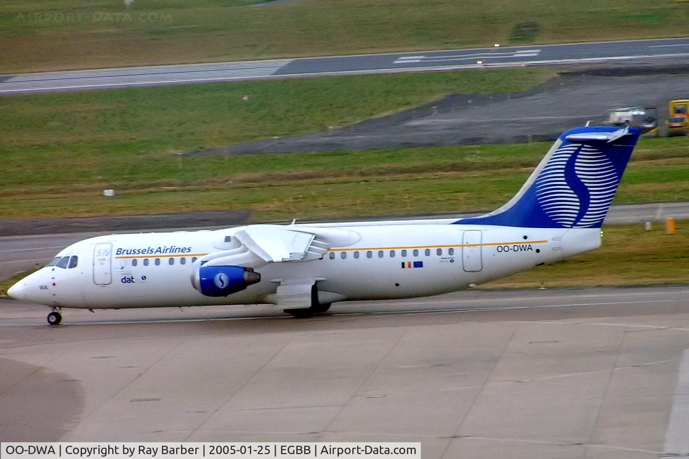 OO-DWA, 1997 British Aerospace Avro 146-RJ100 C/N E3308, BAe 146-RJ100 [E3308] (SN Brussels Airlines) Birmingham Int'l~G 25/01/2005