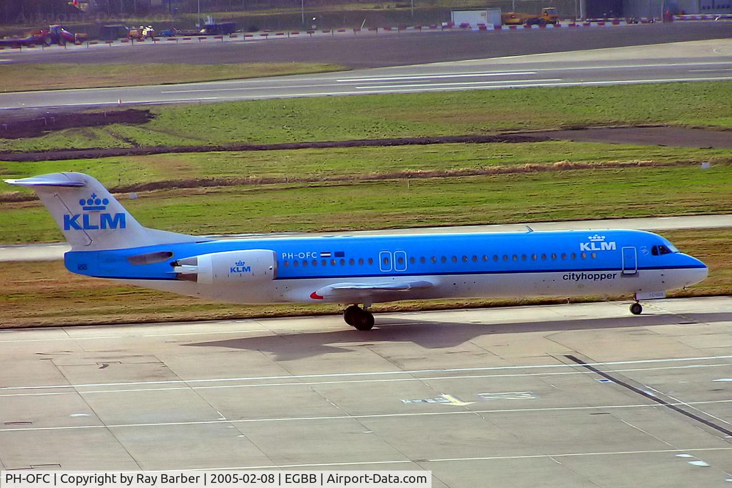 PH-OFC, 1989 Fokker 100 (F-28-0100) C/N 11263, Fokker F-100 [11263] (KLM cityhopper) Birmingham Int'l~G 08/02/2005