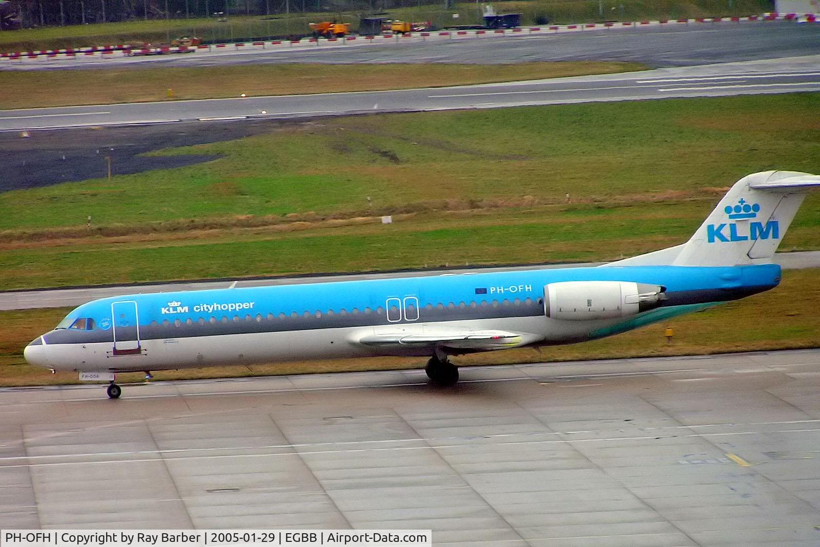 PH-OFH, 1989 Fokker 100 (F-28-0100) C/N 11277, Fokker F-100 [11277] (KLM cityhopper) Birmingham Int'l~G 29/01/2005