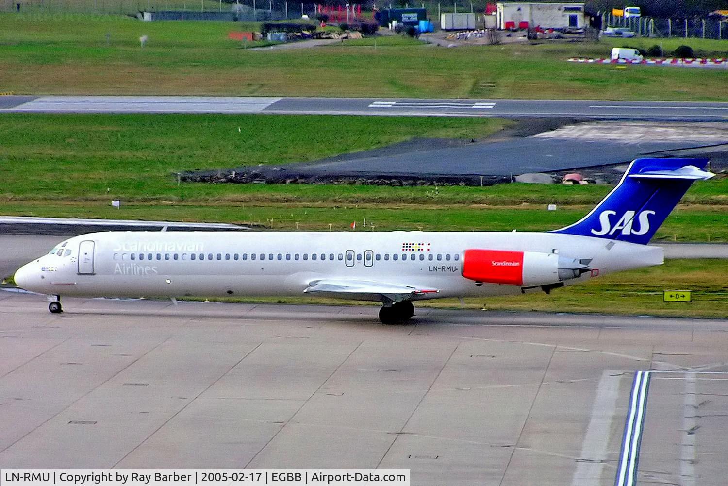 LN-RMU, 1992 McDonnell Douglas MD-87 (DC-9-87) C/N 53340, McDonnell Douglas DC-9-87 (MD-87) [53340] (SAS Scandinavian Airlines) Birmingham Int'l~G 17/02/2005