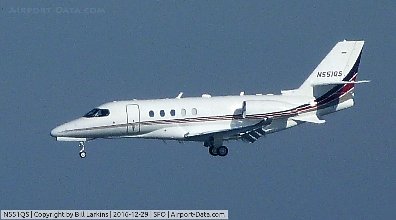 N551QS, 1996 British Aerospace BAE125 HAWKER 1000A C/N 259051, Landing at SFO.