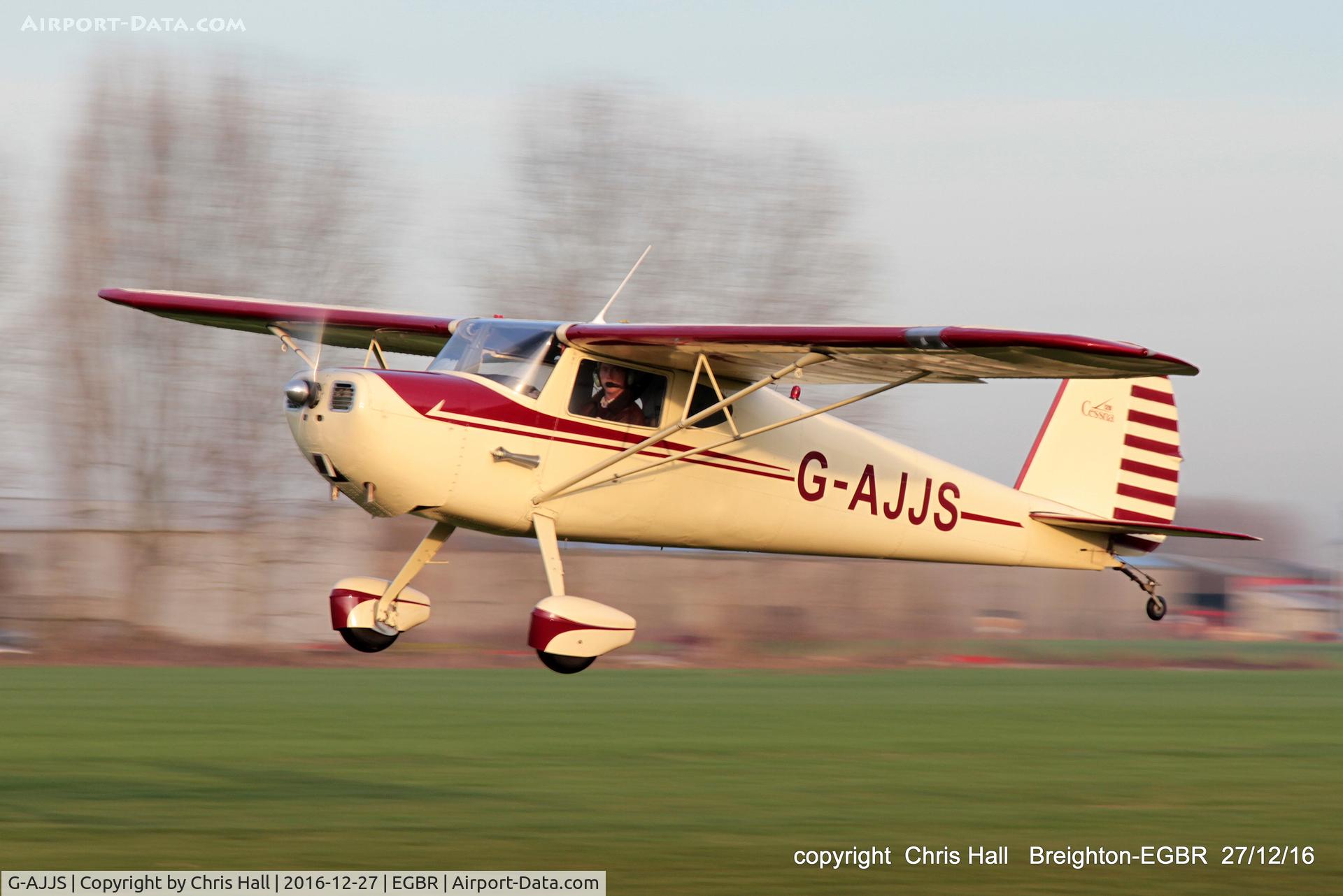 G-AJJS, 1947 Cessna 120 C/N 13047, my good friend Graham departing from Breighton