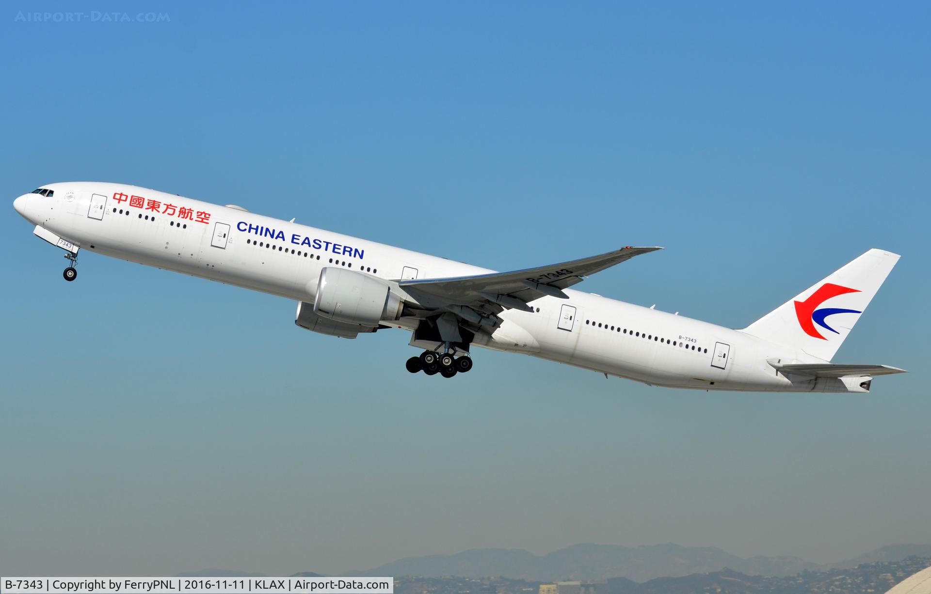 B-7343, 2016 Boeing 777-39P/ER C/N 43277, China Eastern B773 departure.