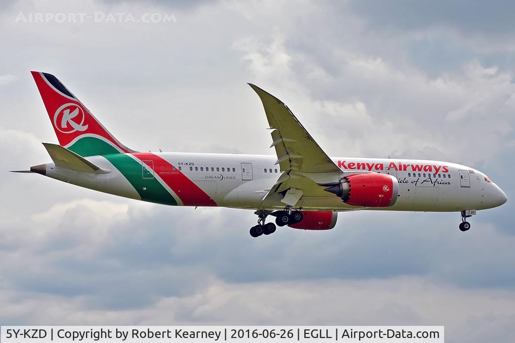 5Y-KZD, 2014 Boeing 787-8 Dreamliner C/N 36041, Arriving 27R
