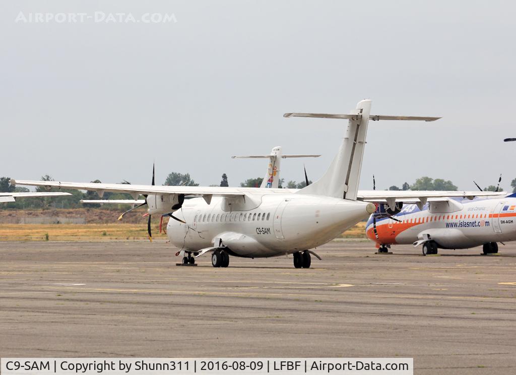 C9-SAM, 1996 ATR 42-500 C/N 528, Parked in all white c/s without titles @ LFBF