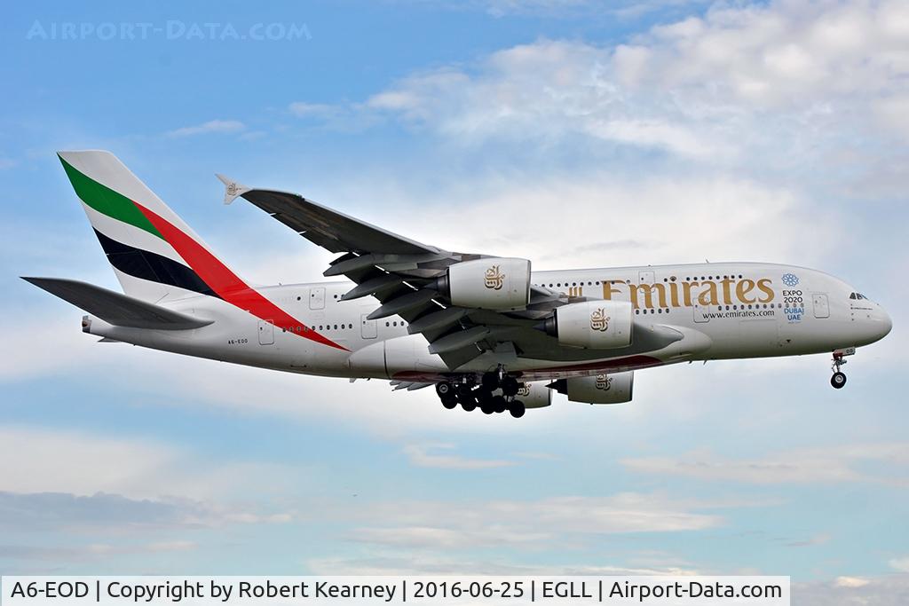 A6-EOD, 2014 Airbus A380-861 C/N 168, Arriving 27R