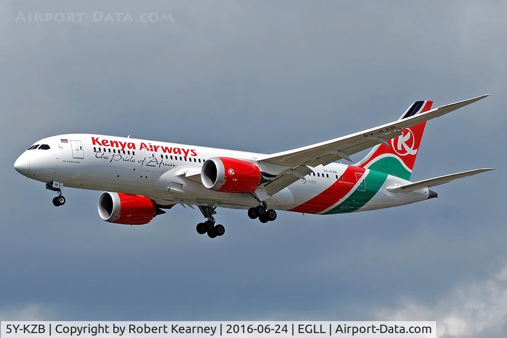 5Y-KZB, 2014 Boeing 787-8 Dreamliner C/N 35511, Arriving 27R