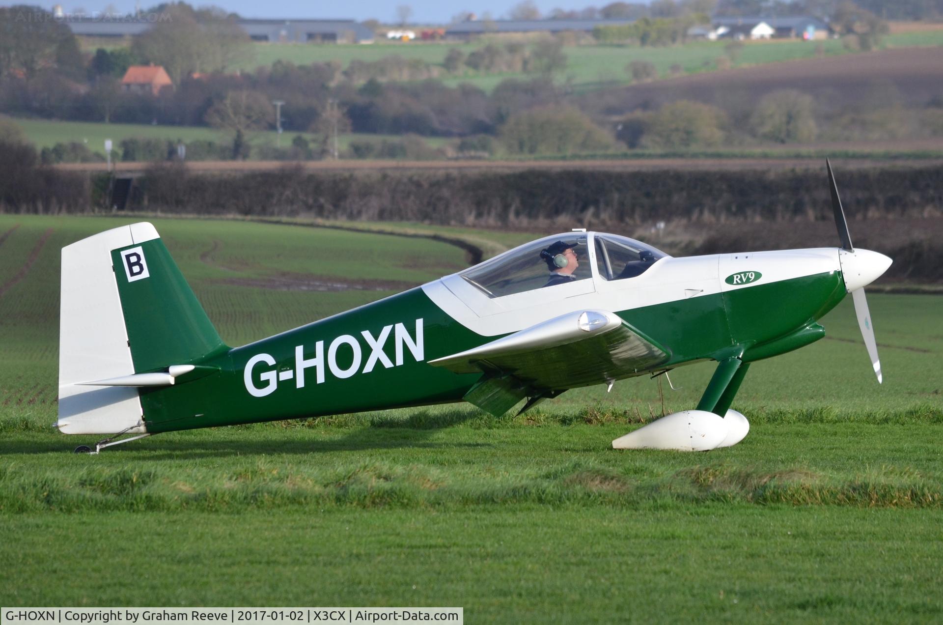 G-HOXN, 2007 Vans RV-9 C/N PFA 320-14229, Just landed at Northrepps.