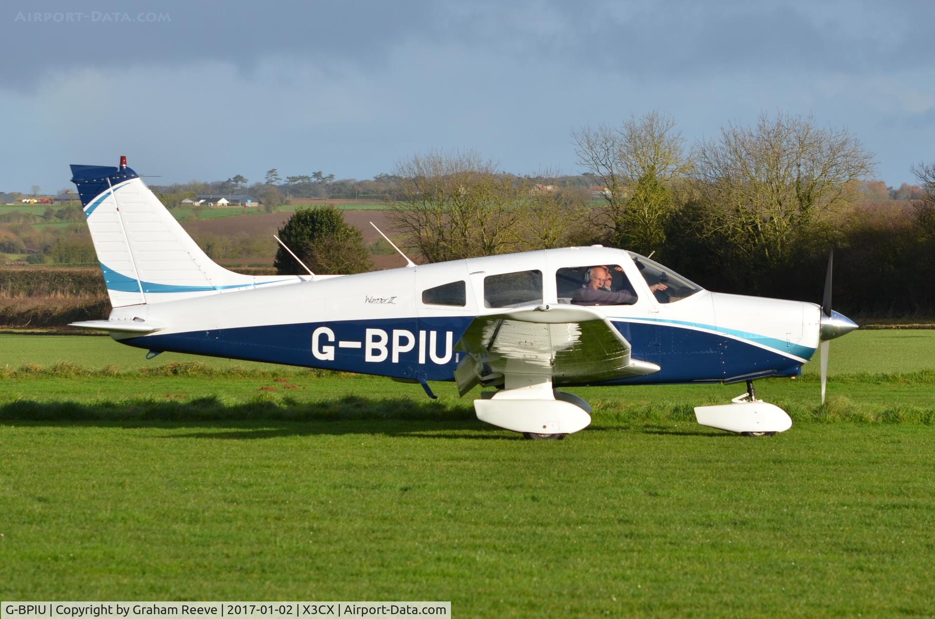 G-BPIU, 1979 Piper PA-28-161 Cherokee Warrior II C/N 28-7916303, Just landed at Northrepps.