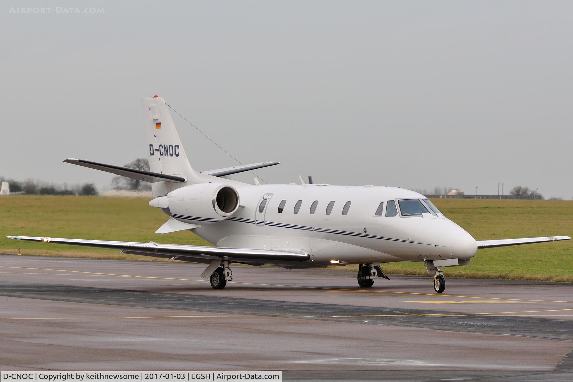 D-CNOC, 2008 Cessna 560XL Citation XLS C/N 560-5814, Leaving Norwich.