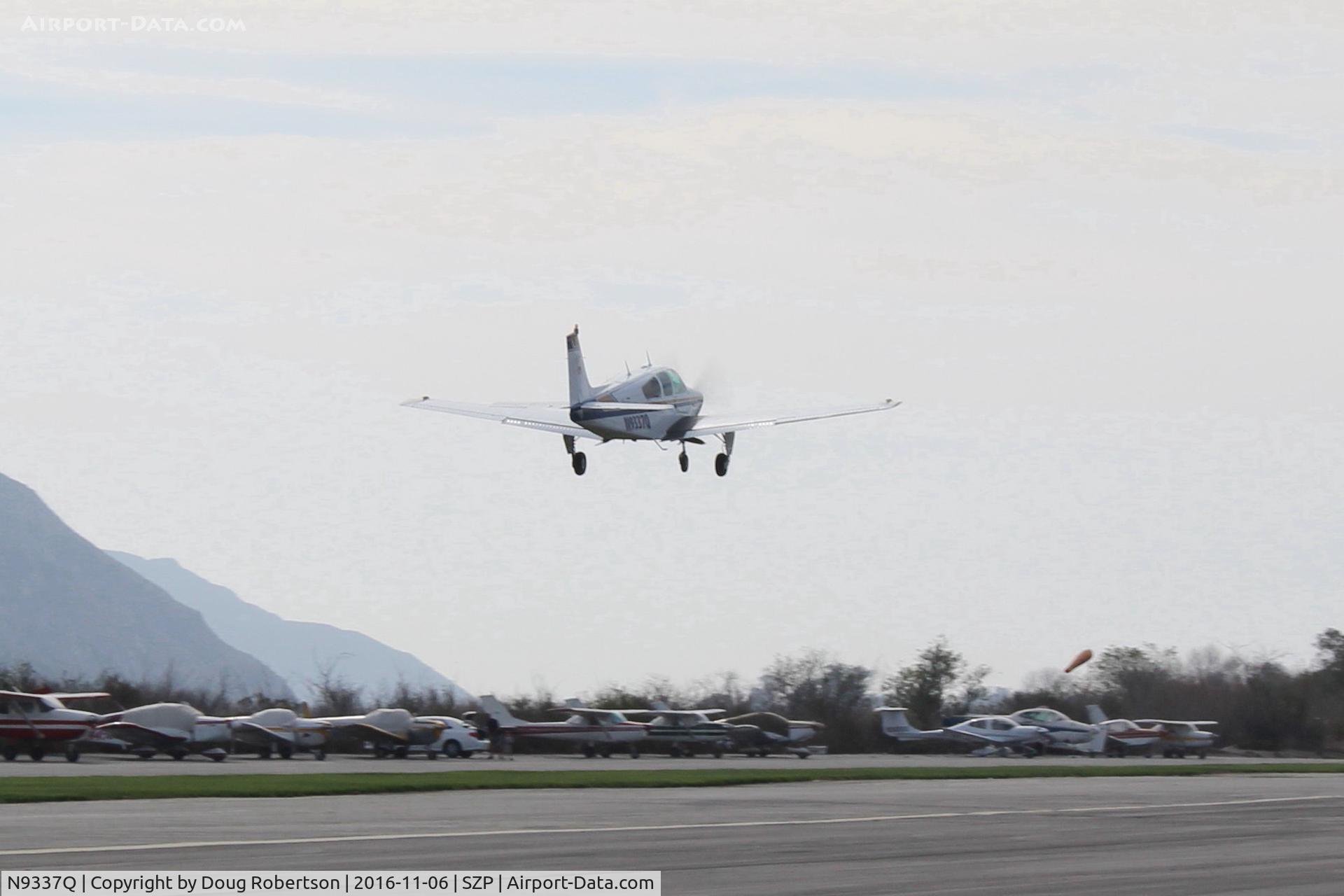 N9337Q, 1971 Beech G33 C/N CD-1267, 1971 Beech G33 BONANZA, Continental IO-470-N 260 Hp, takeoff climb out Rwy 22. Rare-only 50 built.
