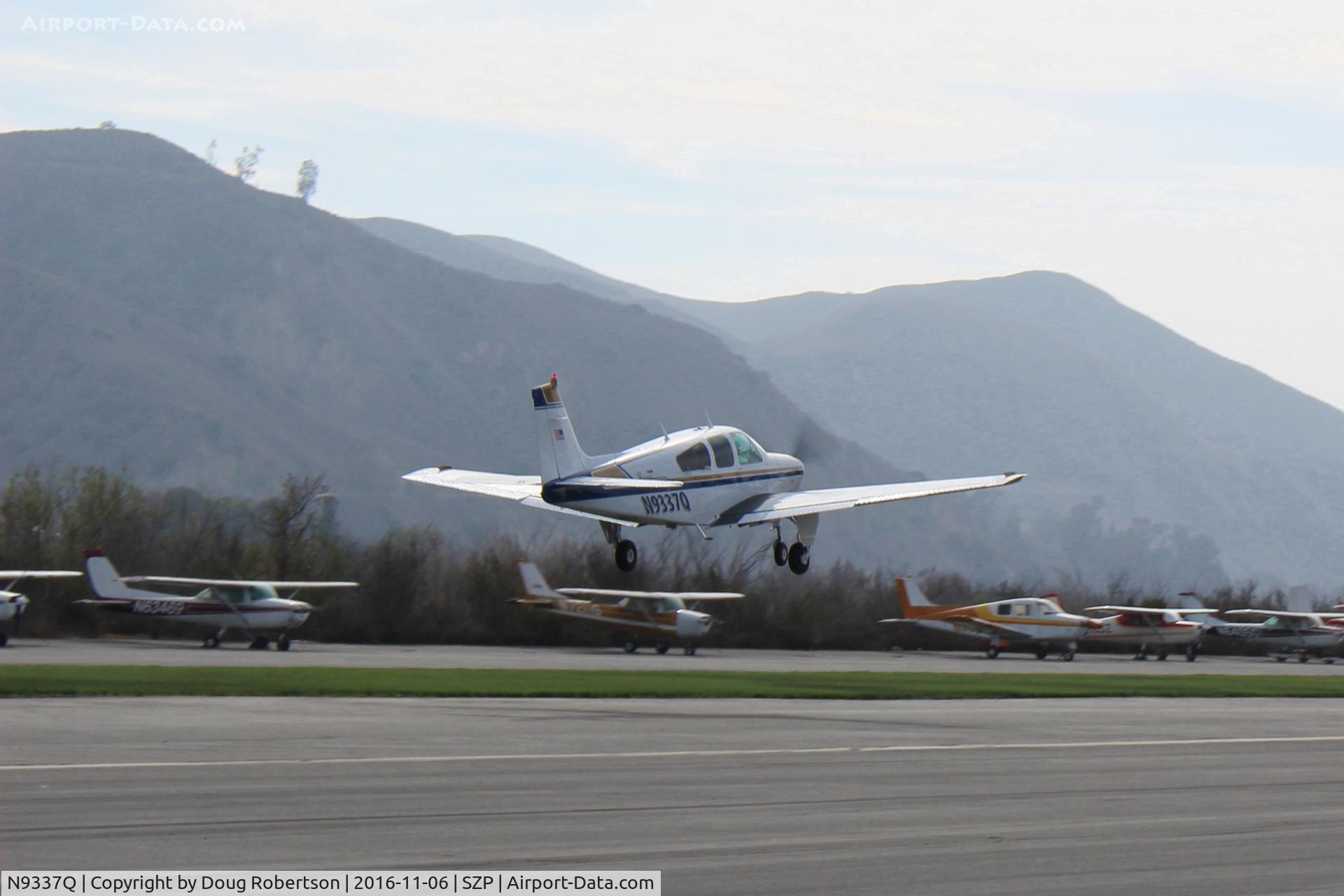 N9337Q, 1971 Beech G33 C/N CD-1267, 1971 Beech G33 BONANZA, Continental IO-470-N 260 Hp, takeoff climb Rwy 22. A rare aircraft-only 50 built.