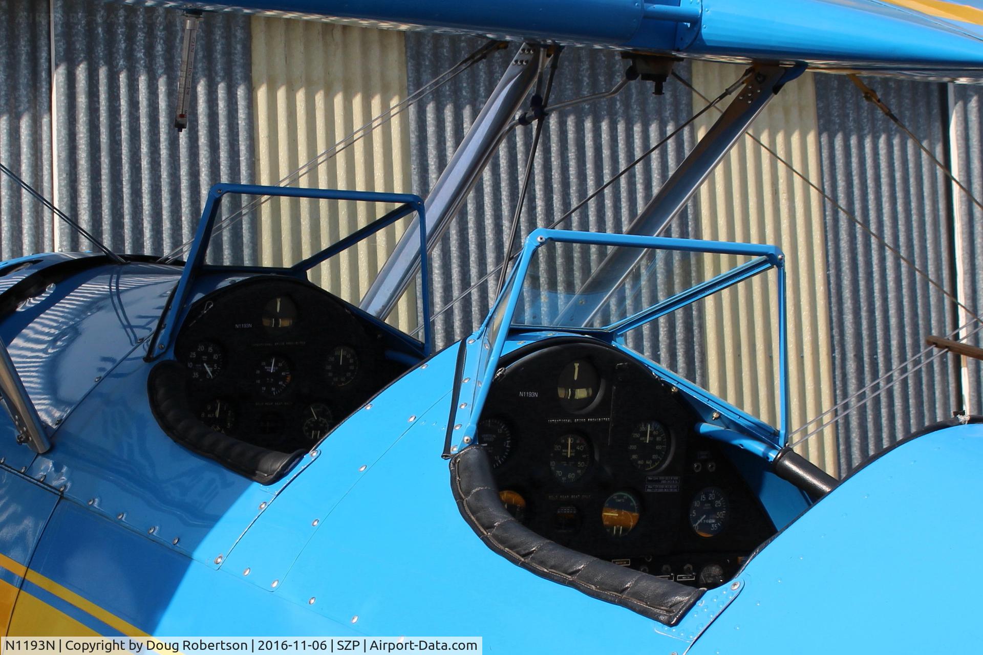 N1193N, 1941 Boeing E75 C/N 75-1218, 1941 Boeing Stearman E75, P&W R-985 Wasp Jr. 450 Hp upgrade from original Lycoming R-680-17, cockpits
