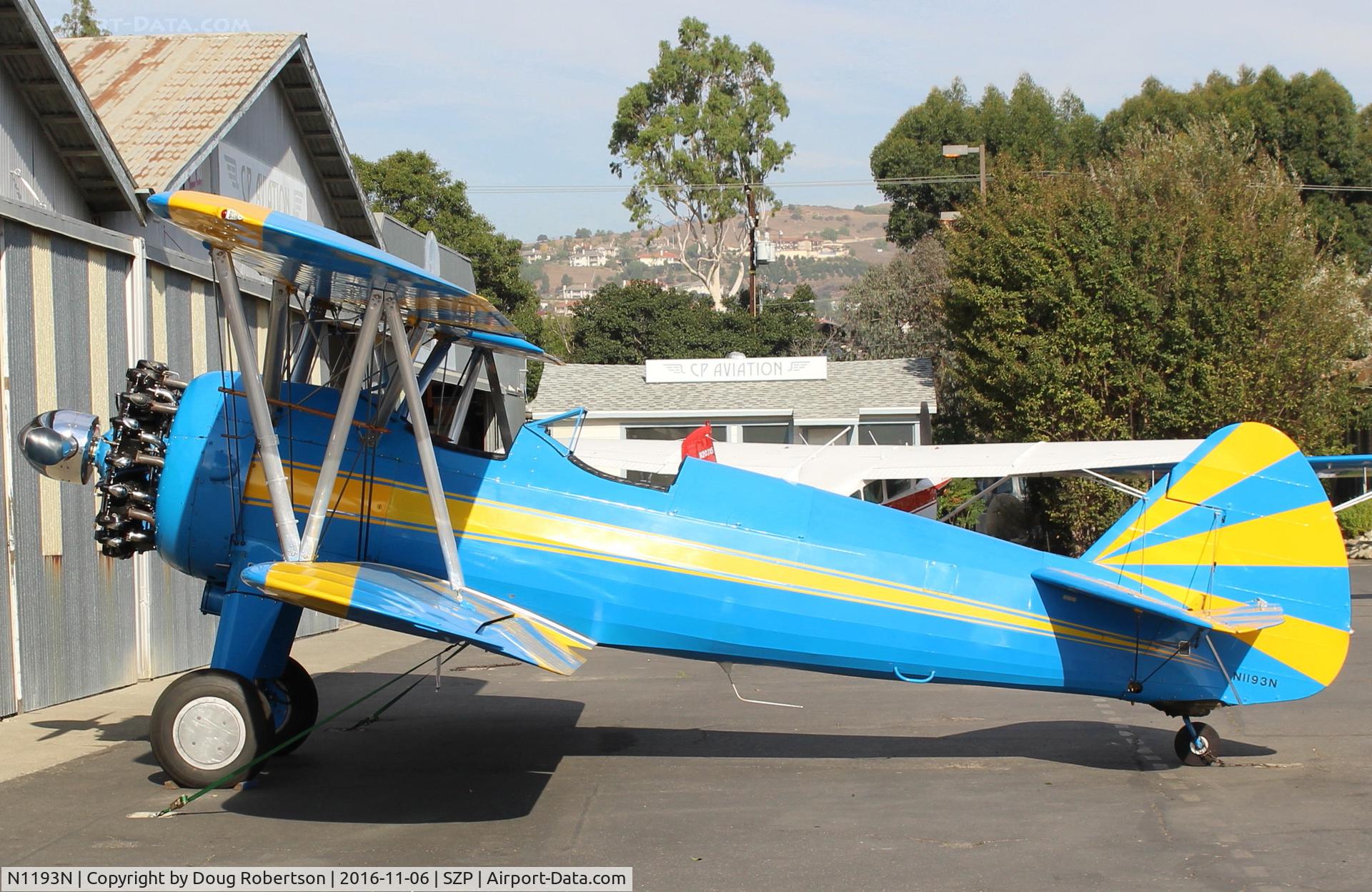 N1193N, 1941 Boeing E75 C/N 75-1218, 1941 Boeing Stearman E75, P&W R-985 450 Hp upgrade from original Lycoming R-680-17