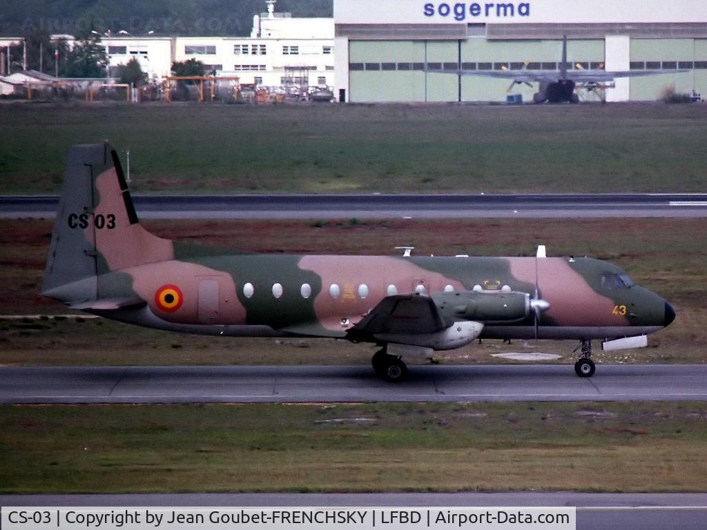 CS-03, 1976 Hawker Siddeley HS.748 Series 2A C/N 1743, ex Belgian Air Force 