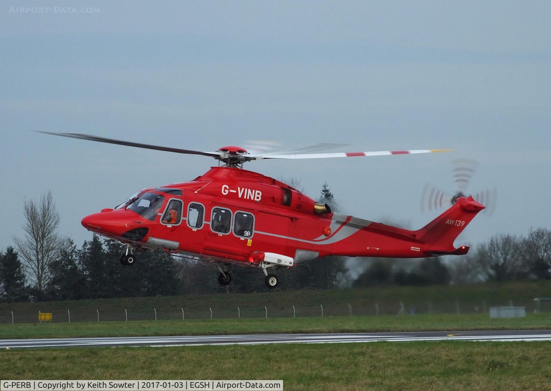 G-PERB, 2011 AgustaWestland AW-139 C/N 41261, Lifting off