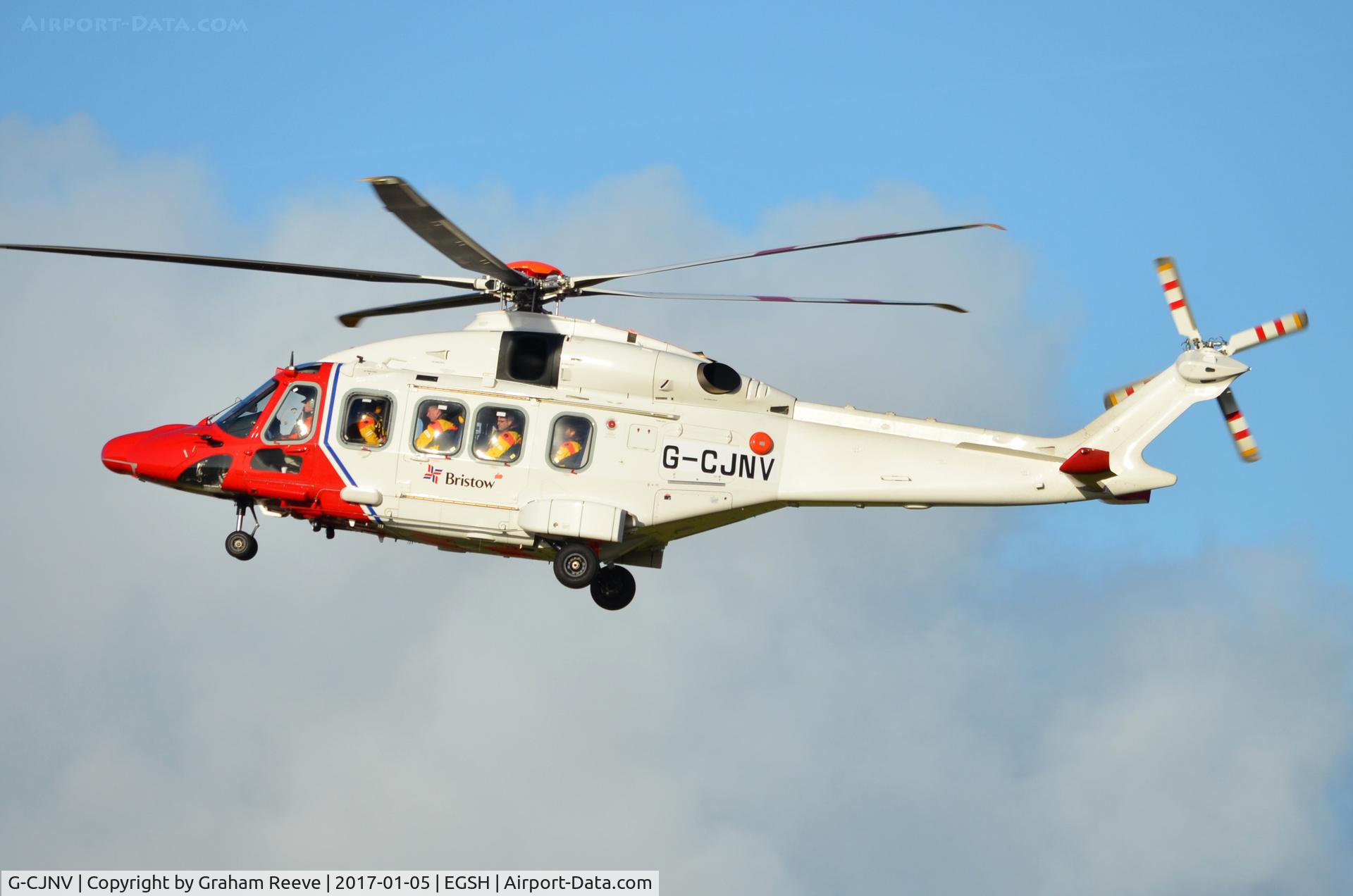 G-CJNV, 2014 AgustaWestland AW-189 C/N 92001, Landing at Norwich.
