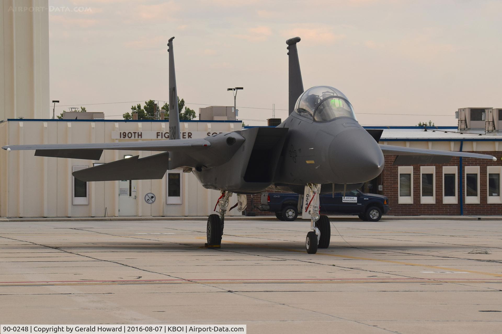 90-0248, 1990 McDonnell Douglas F-15E Strike Eagle C/N 1183/E150, Parked on the Idaho ANG ramp. 391st Fighter Sq., 