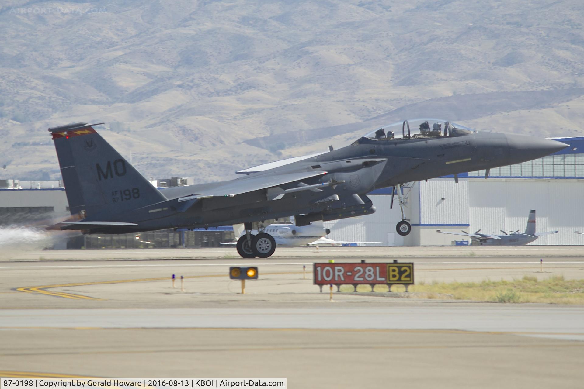 87-0198, 1987 McDonnell Douglas F-15E Strike Eagle C/N 1063/E038, Taking off on RWY 10R. 389TH Fighter Sq., 