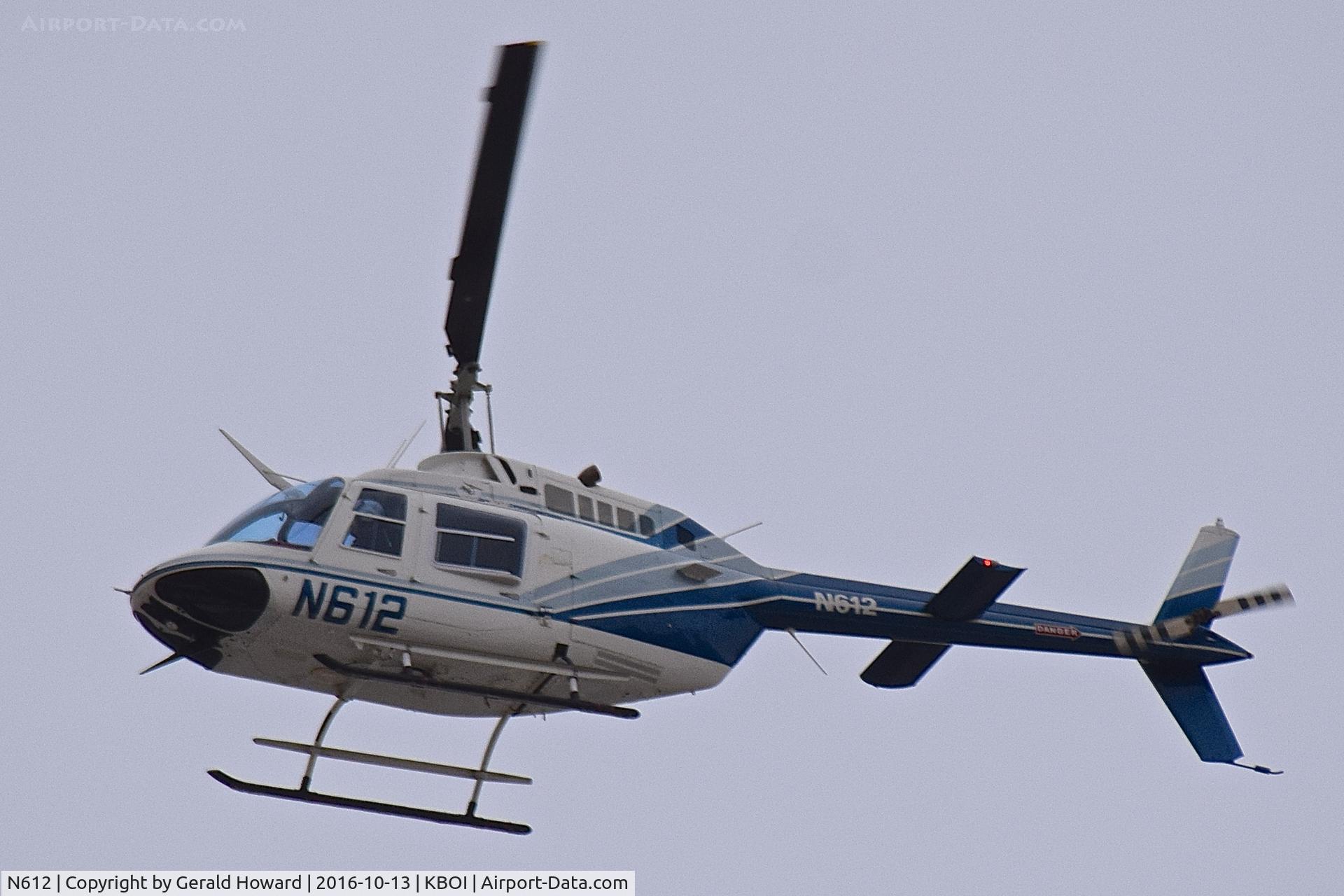 N612, 1991 Bell 206B-III C/N 4200, Departing KBOI.