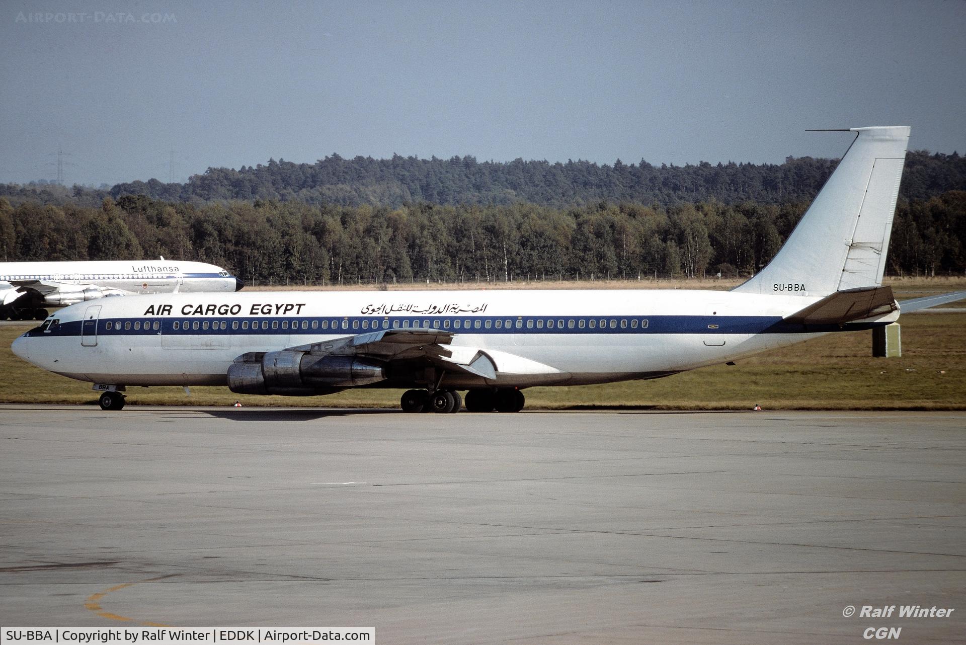 SU-BBA, 1965 Boeing 707-338C C/N 18810, Boeing 707-338C - Air Cargo Egypt - SU-BBA - 01.1980 - CGN - From a slide