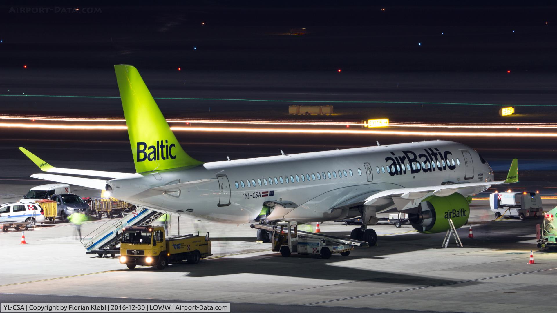 YL-CSA, 2016 Bombardier CSeries CS300 (BD-500-1A11) C/N 55003, AirBaltic, Bombardier CSeries CS300, Vienna Airport
