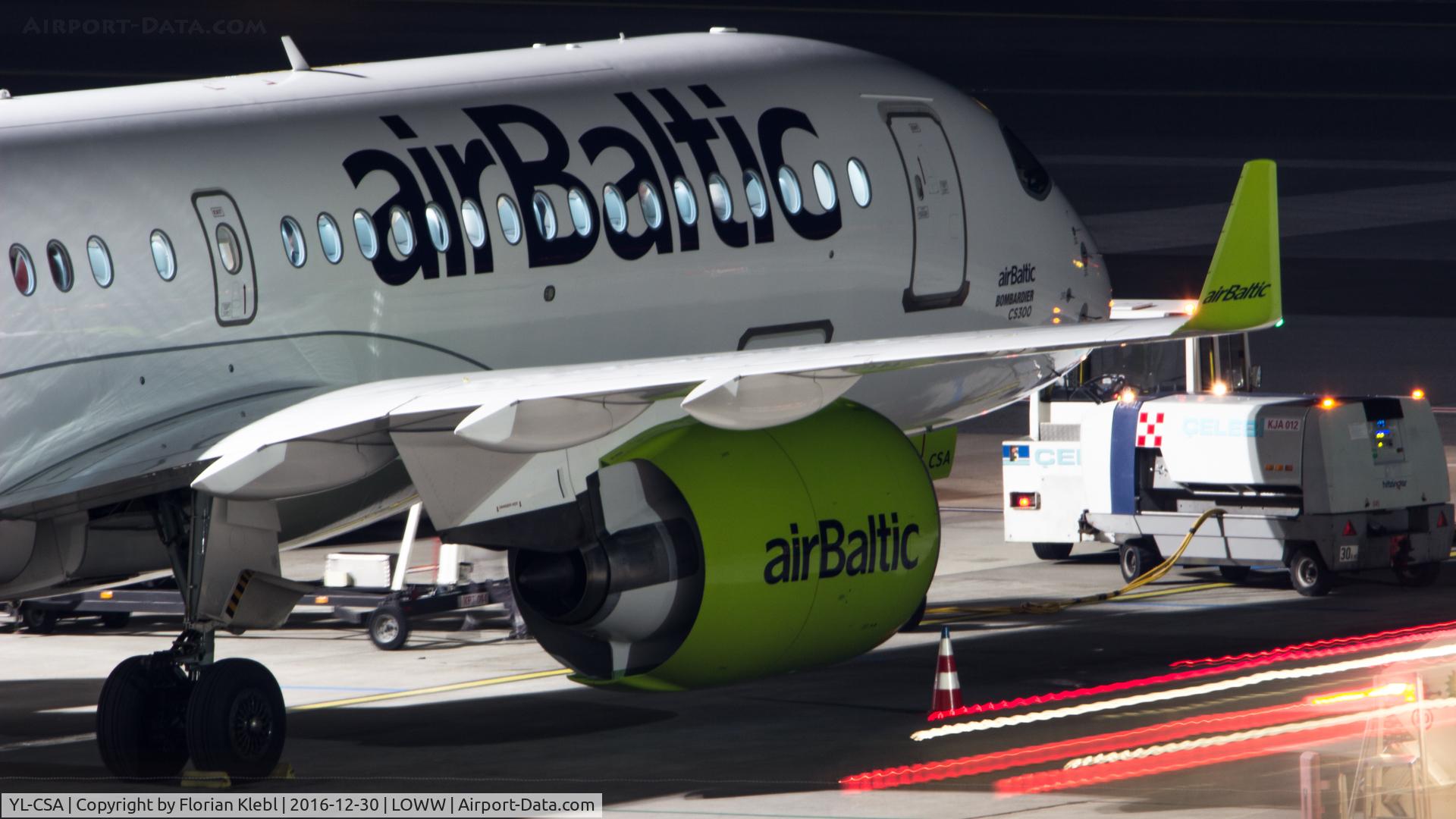 YL-CSA, 2016 Bombardier CSeries CS300 (BD-500-1A11) C/N 55003, AirBaltic, Bombardier CSeries CS300, Vienna Airport