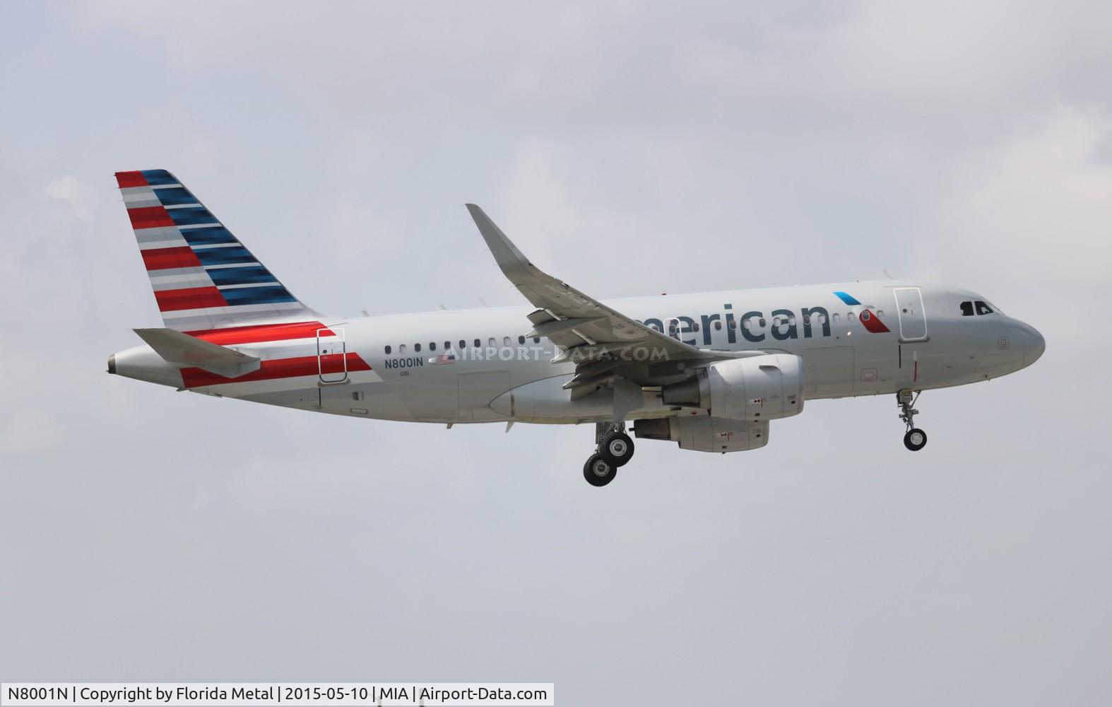 N8001N, 2013 Airbus A319-115 C/N 5678, American