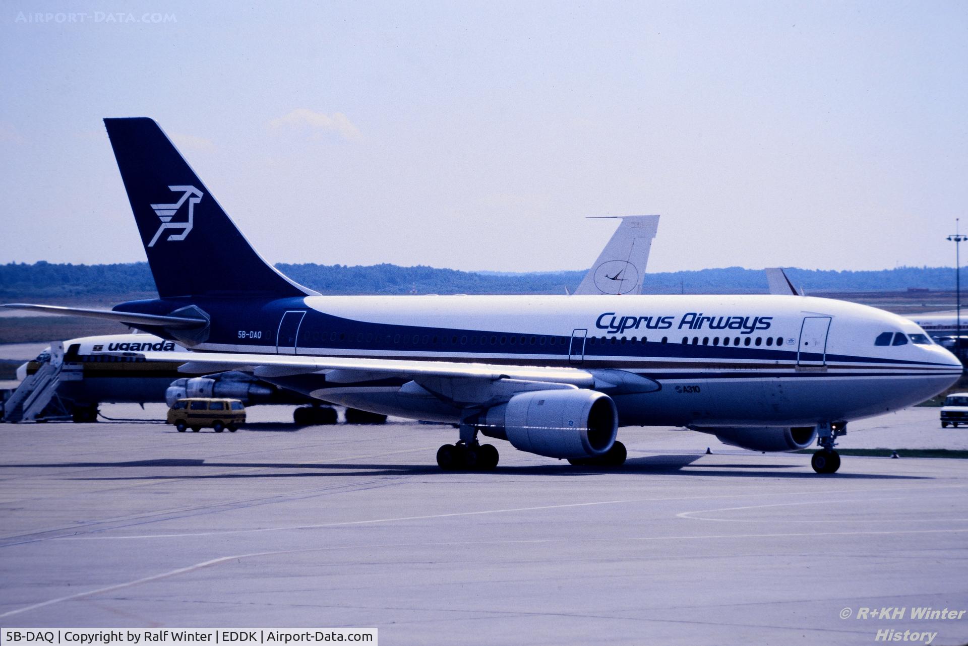 5B-DAQ, 1983 Airbus A310-203 C/N 300, Airbus A310-203 - Cyprius Airways - 5B-DAQ - 05.1985 - CGN - From a slide
