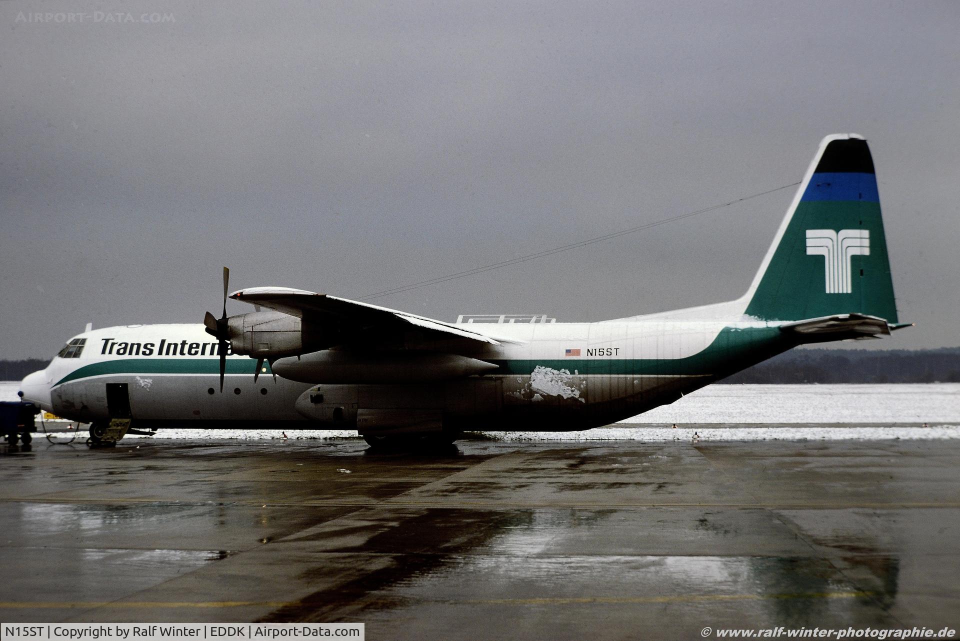 N15ST, 1970 Lockheed L-100-30 Hercules (L-382G) C/N 382-4391, Lockhed L-100-30 Hercules - Trans International Airlines - N15ST - 03.1978 - CGN - From a slide