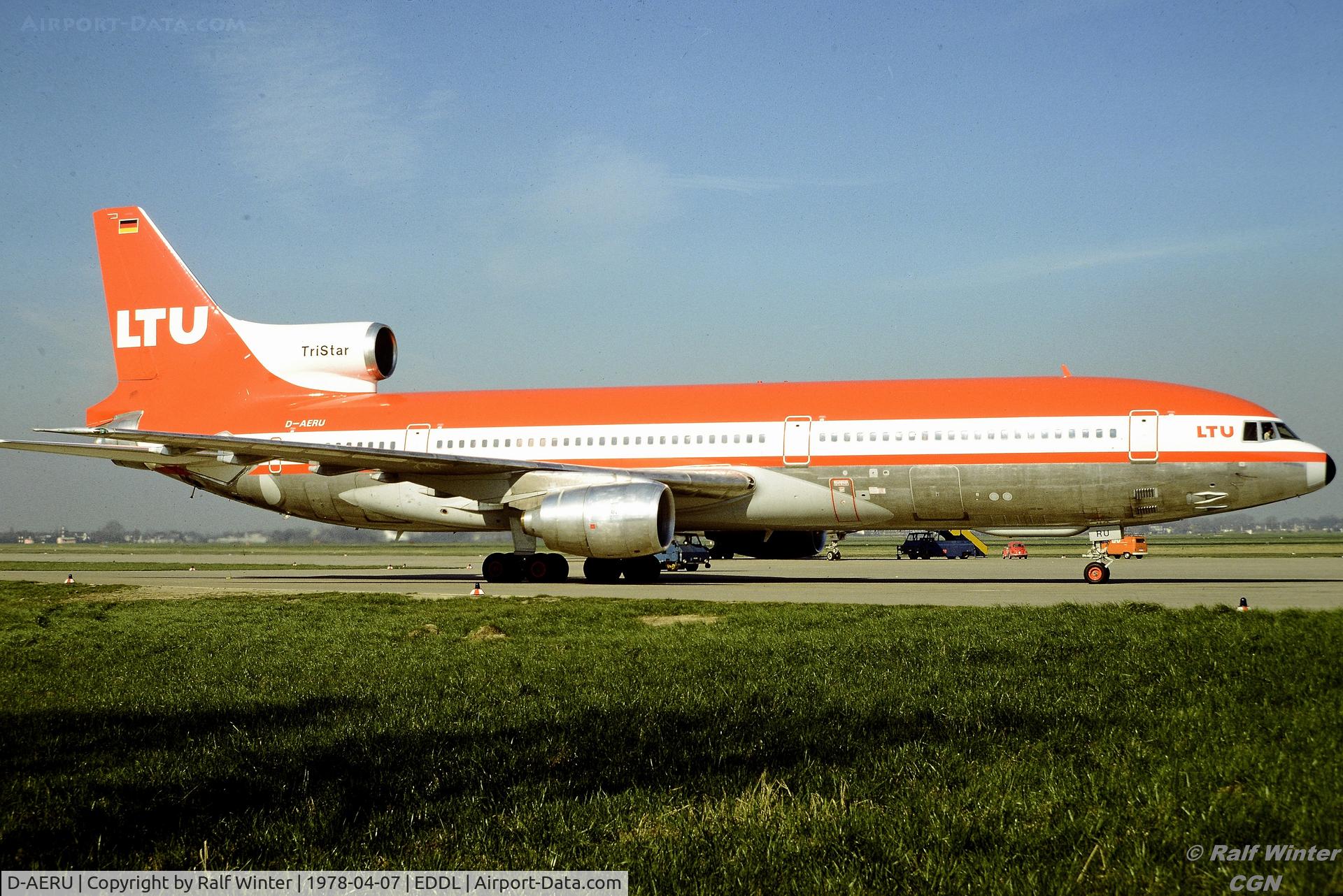 D-AERU, 1977 Lockheed L-1011-385-1 TriStar C/N 193L-1125, Lockheed L-1011-385-1-15 TriStar 100 - LTU - D-AERU - 07.04.1978 - DUS - From a slide