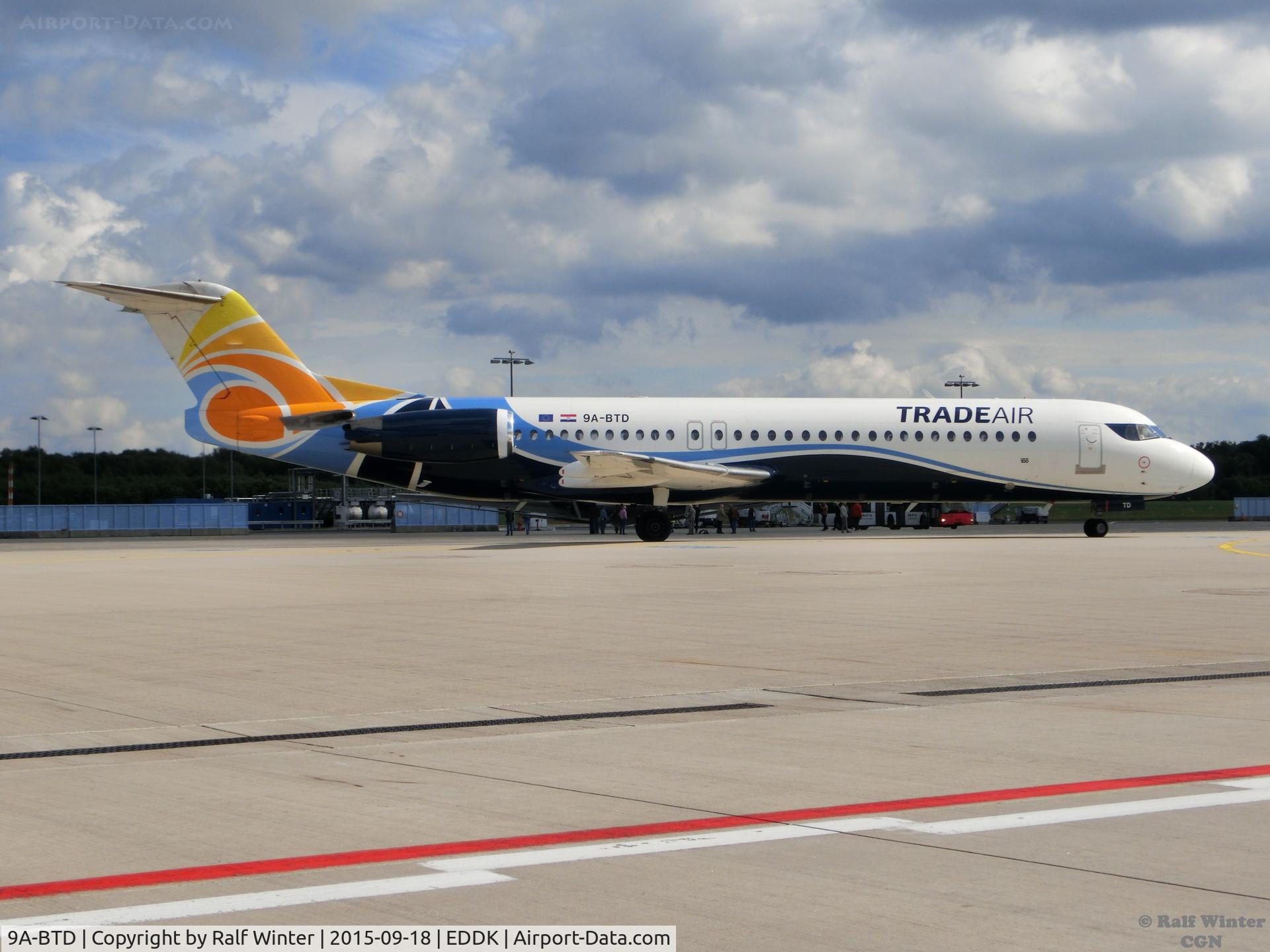 9A-BTD, 1992 Fokker 100 (F-28-0100) C/N 11407, Fokker 100 F28-0100 - Trade Air - 9A-BTD - 18.09.2015 - CGN