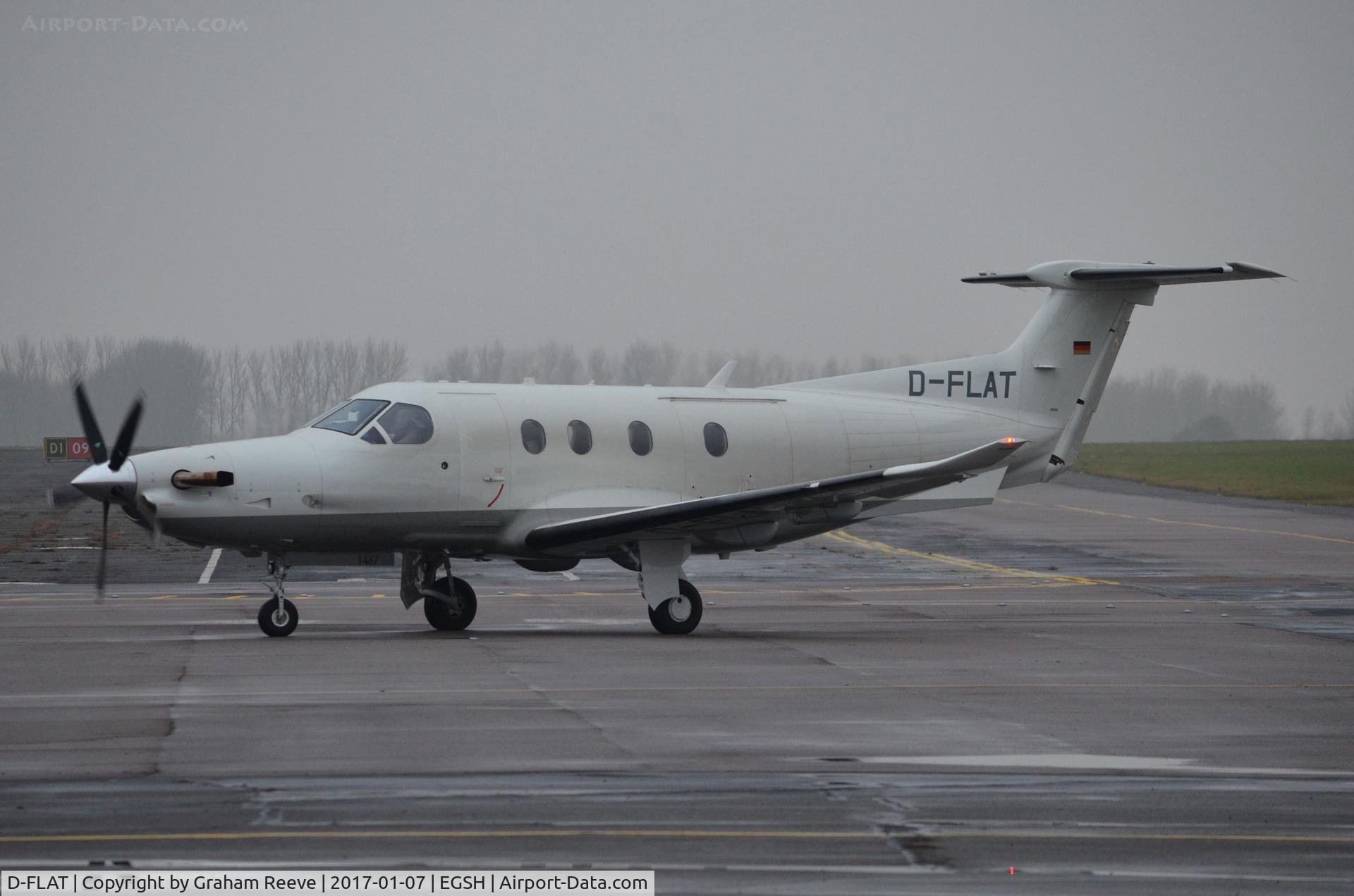 D-FLAT, 2014 Pilatus PC-12/47E C/N 1487, Just landed at Norwich.