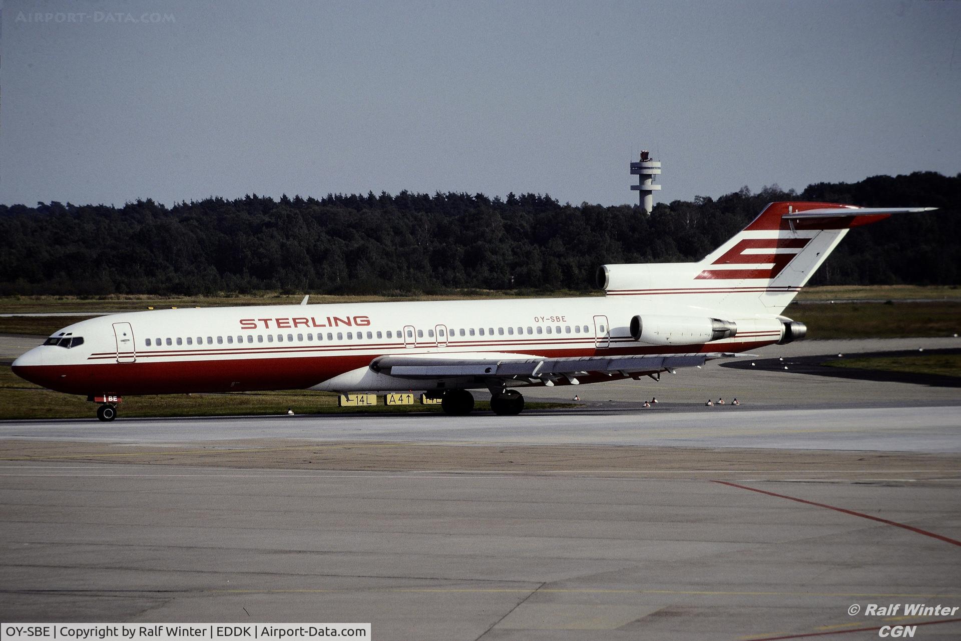 OY-SBE, 1980 Boeing 727-2J4 C/N 22079, Boeing 727-2J4 - Sterling Airways Trans Nordic - OY-SBE - 10.1991 - CGN - From a slide