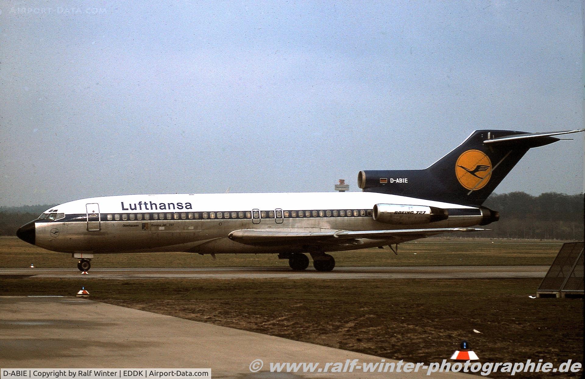 D-ABIE, 1967 Boeing 727-30C C/N 19012, Boeing 727-30C - Lufhansa Oberhausen - D-ABIE - 1978 - CGN - From a slide