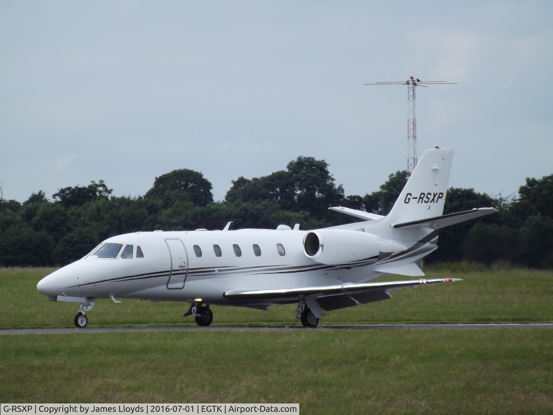 G-RSXP, 2015 Cessna 560XL Citation XLS C/N 560-6198, Taxing in at Oxford Airport.