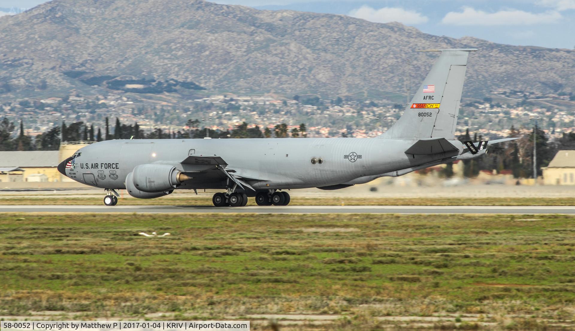 58-0052, 1958 Boeing KC-135R Stratotanker C/N 17797, RATS 32 Full stop after pattern work.