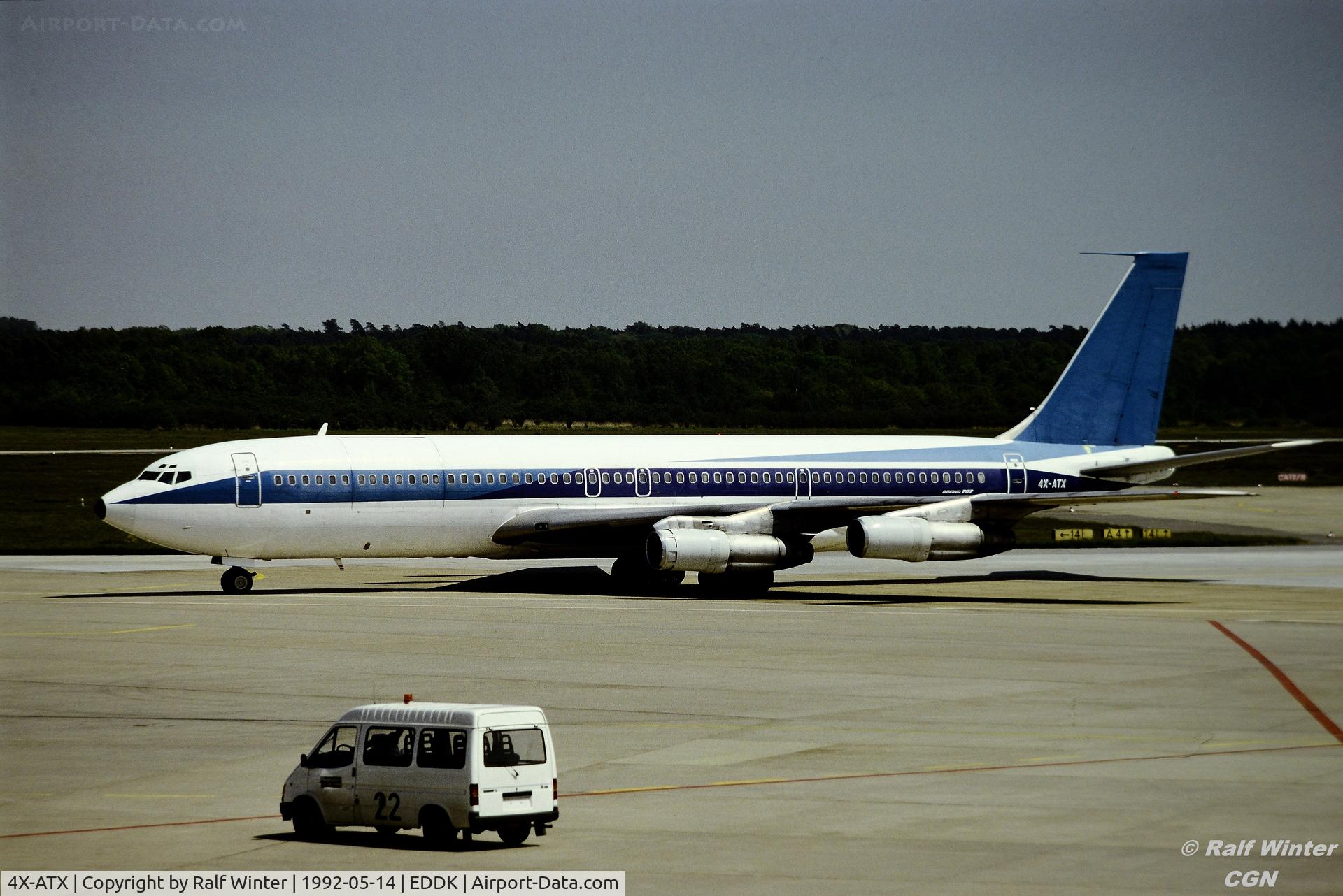4X-ATX, 1969 Boeing 707-358C C/N 20122/807, Boeing 707-358C - ARKIA IsraelI Airlines - 4X-ATX - 14.05.1992 - CGN - From a slide