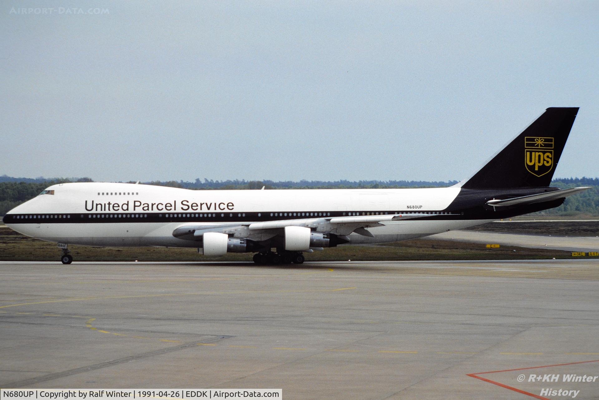 N680UP, 1974 Boeing 747SR-46(SF) C/N 20923, Boeing 747 SR46F - UPS United Parcel Service - N680UP - 26.04.1991 - CGN - From a slide