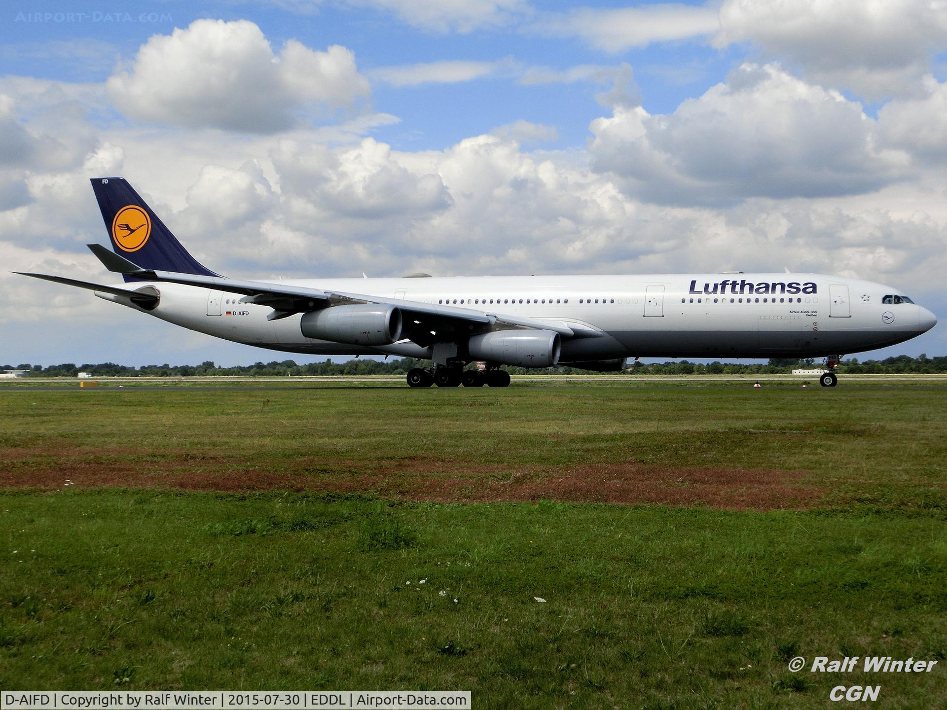 D-AIFD, 2001 Airbus A340-313X C/N 390, Airbus A340-313 - DLH LH Lufthansa 'Giessen' - D-AIFD - 30.07.2015 - DUS