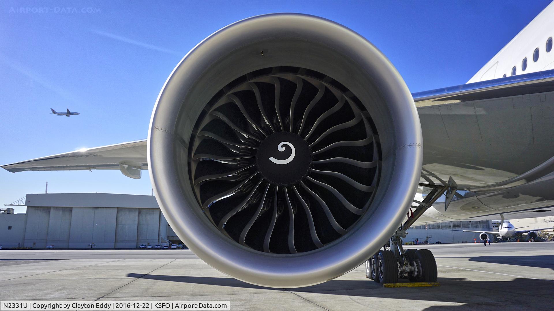 N2331U, 2016 Boeing 777-322/ER C/N 62642, UAL's new 777-300ER.GE90 engine. SFO 2016.