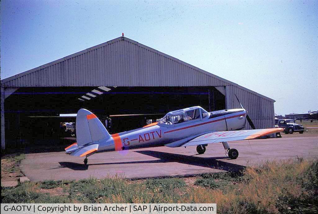 G-AOTV, 1951 De Havilland DHC-1 Chipmunk 22A C/N C1/0482, Southend Municipal Flying School c1962
I could at that time crawl down inside the fuselage to check the cables, I had to hand swing several times when the battery was flat, I still have my kneecaps but only just, being 6ft 2