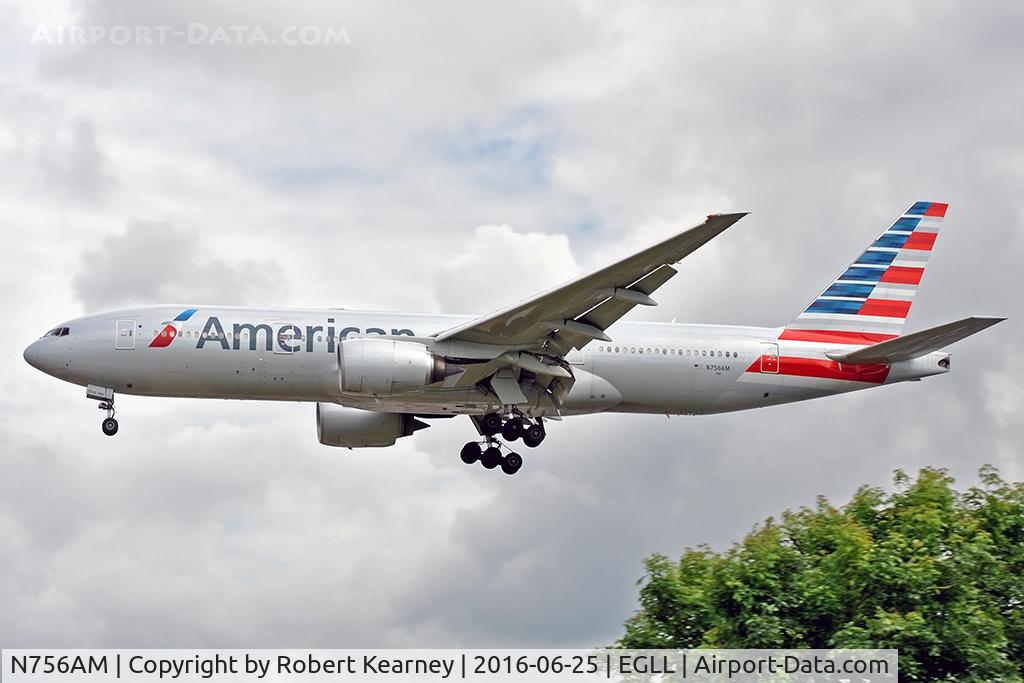 N756AM, 2001 Boeing 777-223 C/N 30264, Arriving 27L